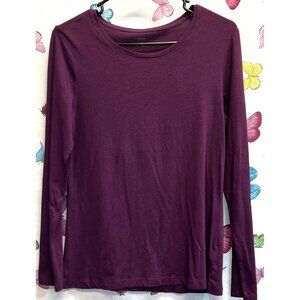 Apt 9 Purple Long Sleeve Womens Crew Neck T-Shirt Large